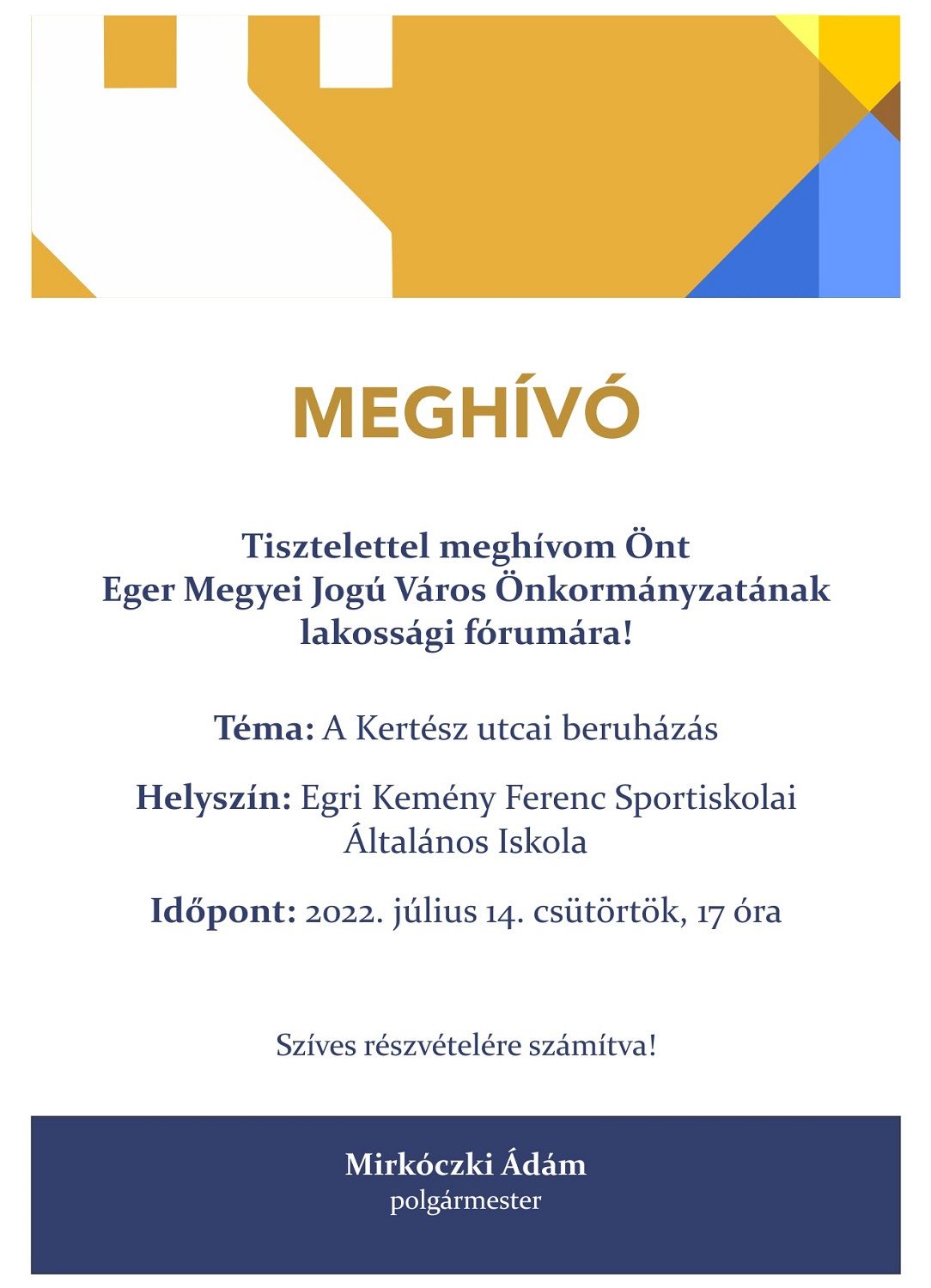 Lakossági fórum meghívó
